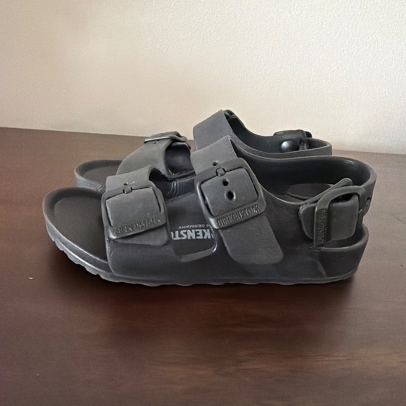 Birkenstock Black Rubber Kids Sandals 2 Straps Size 27 (youth 9-9.5) - Picture 4 of 10